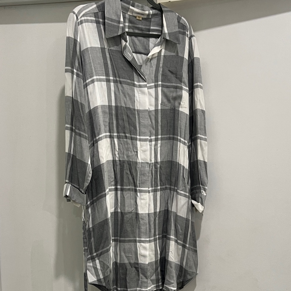 Calvin Klein Gray and White Plaid Shirt/dress